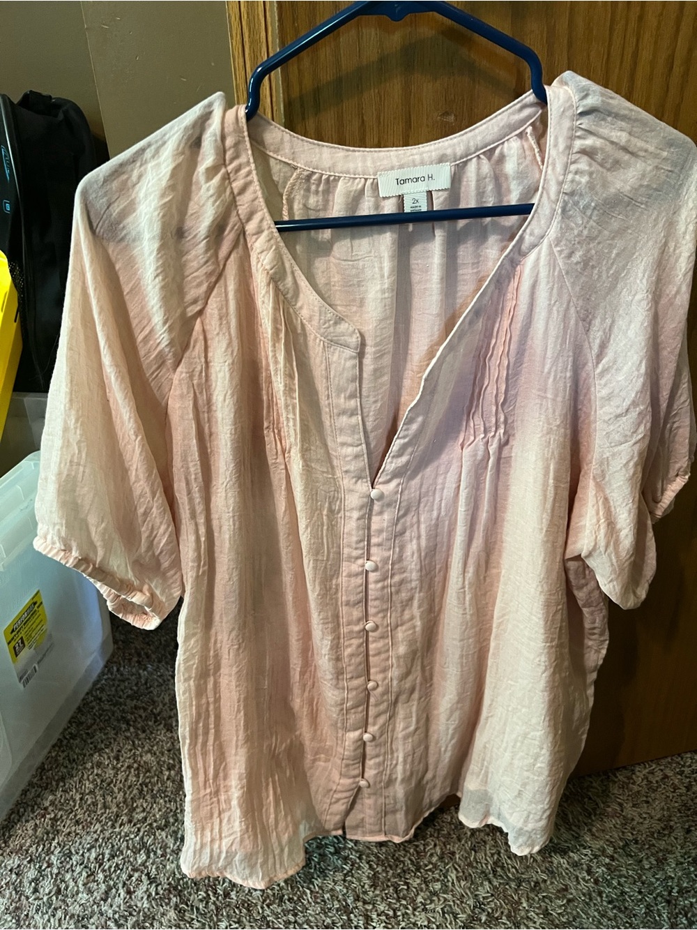 Soft Pink Button-Front Blouse